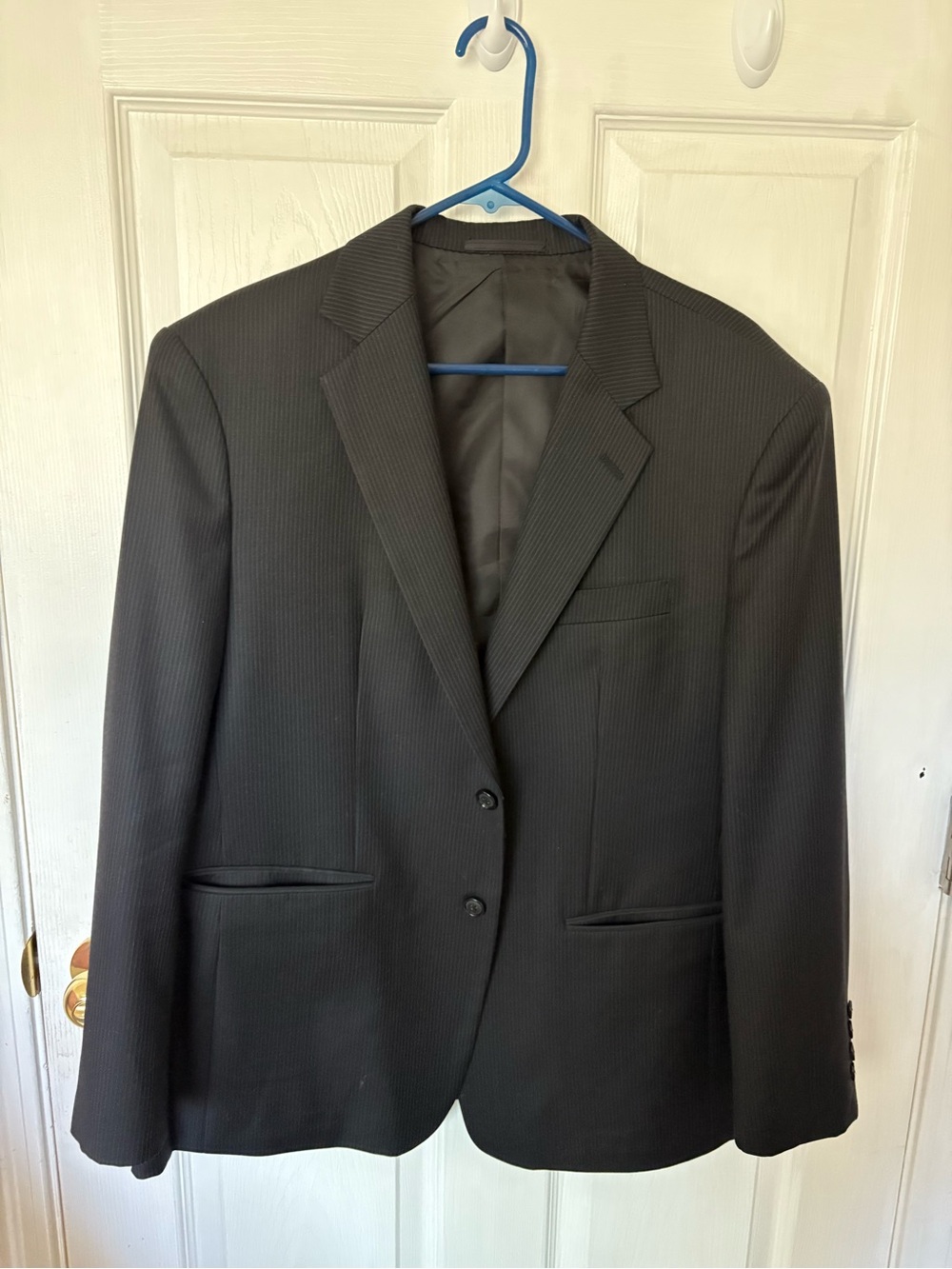 Versace Men's Black Pinstripe Two-Button Blazer